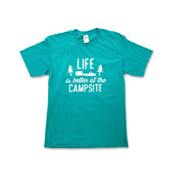 Camco LIFE IS BETTER AT THE CAMPSITE SHIRT, TEAL, SMALL 53217 - main